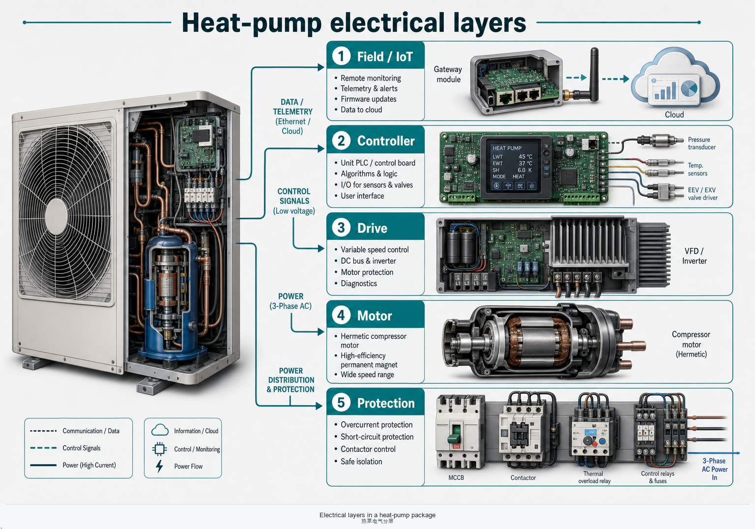 Heat-pump electrical layers