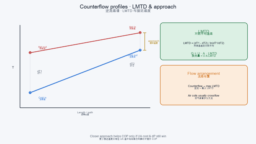 LMTD and approach schematic