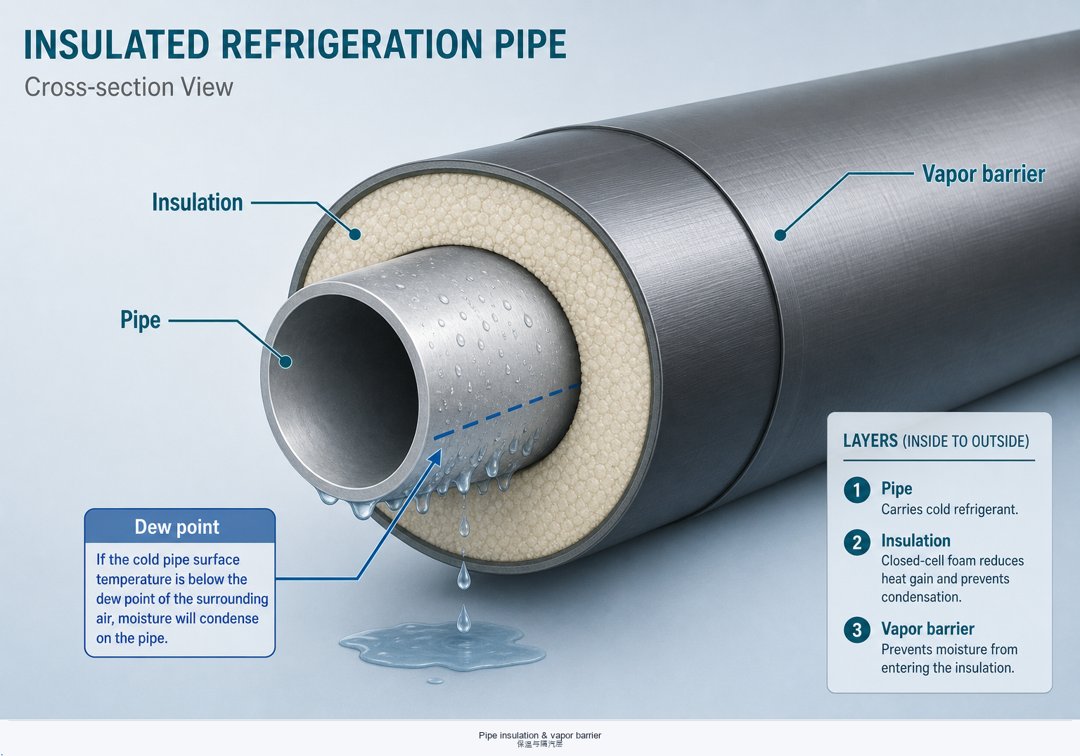 Pipe insulation and vapor barrier