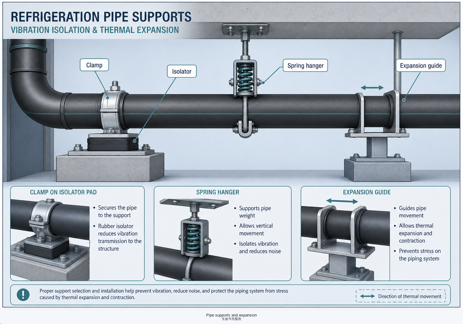Pipe supports and expansion