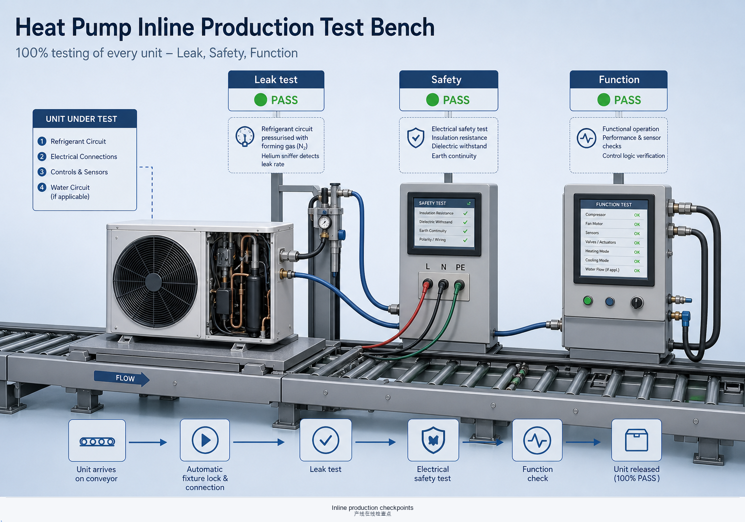 Inline test bench