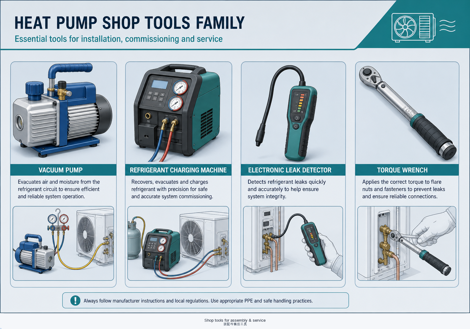 Shop tools for heat-pump assembly