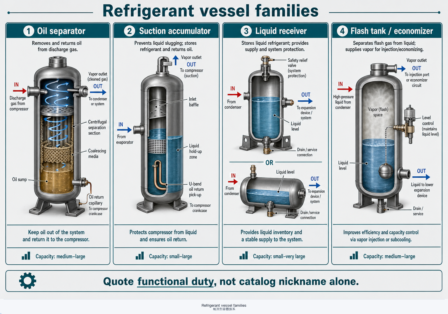 Refrigerant vessel family comparison